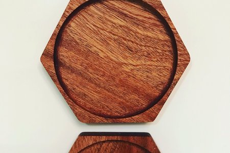 Hexagonal Walnut Coasters