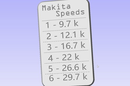 Makita Speeds Chart